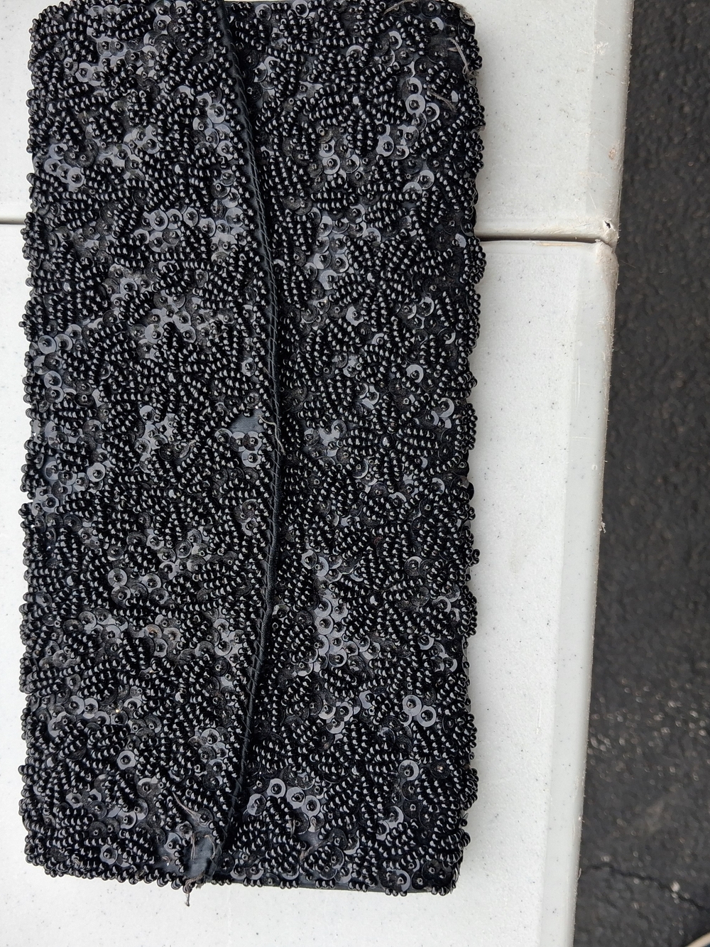 Vintage Emson Black Beaded Evening Clutch/purse W Snap Closure
